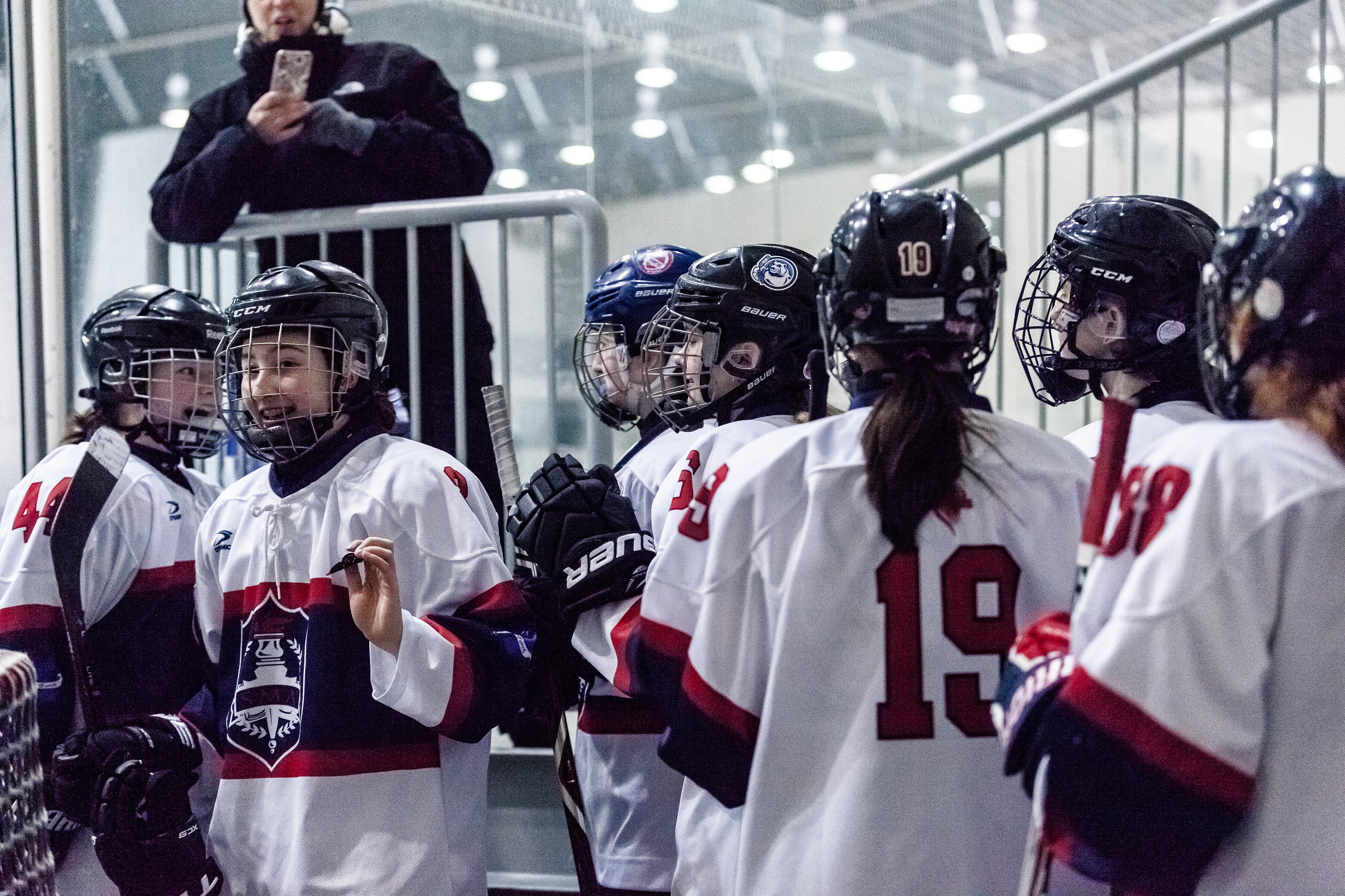 a group of female hockey players